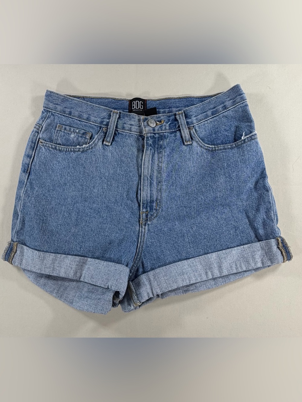 BDG High-Rise Rolled Hem Denim Shorts - Light Blue 29 804
